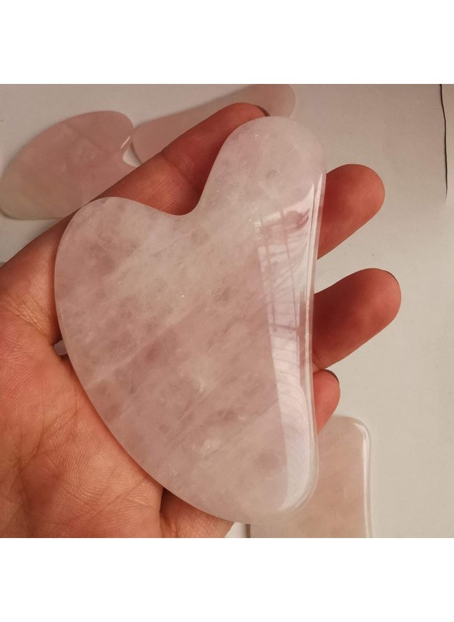 Rose Quartz 1 Scraping Facial Massage Tools, Natural Rose Quartz Aventurine Guasha Stone Board For Spa Acupuncture Therapy Trigger Point Treatment (Rose Quartz 1)