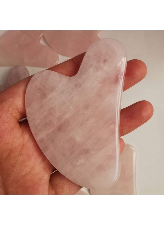 Rose Quartz 1 Scraping Facial Massage Tools, Natural Rose Quartz Aventurine Guasha Stone Board For Spa Acupuncture Therapy Trigger Point Treatment (Rose Quartz 1)