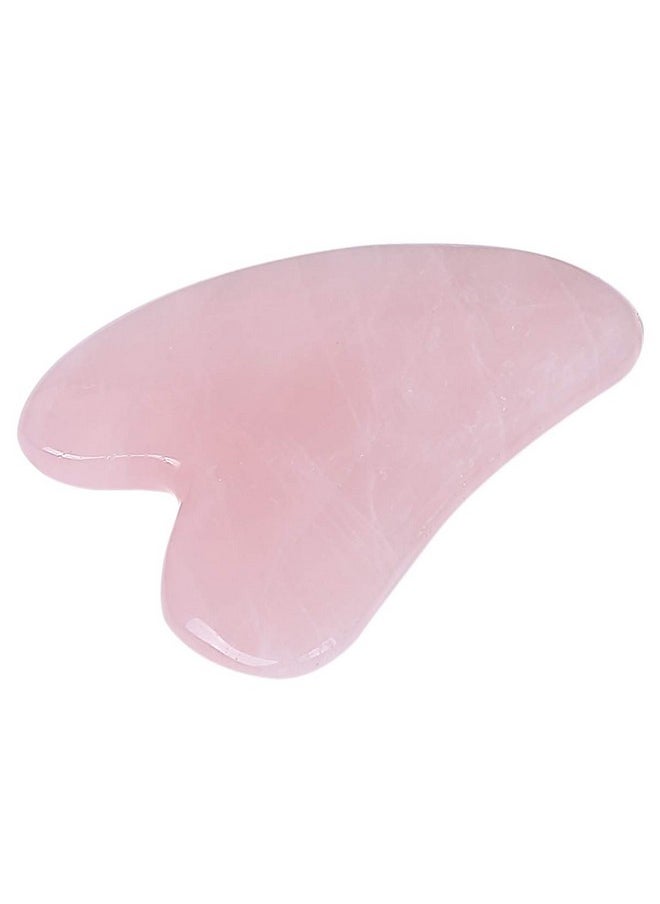 Rose Quartz 1 Scraping Facial Massage Tools, Natural Rose Quartz Aventurine Guasha Stone Board For Spa Acupuncture Therapy Trigger Point Treatment (Rose Quartz 1)