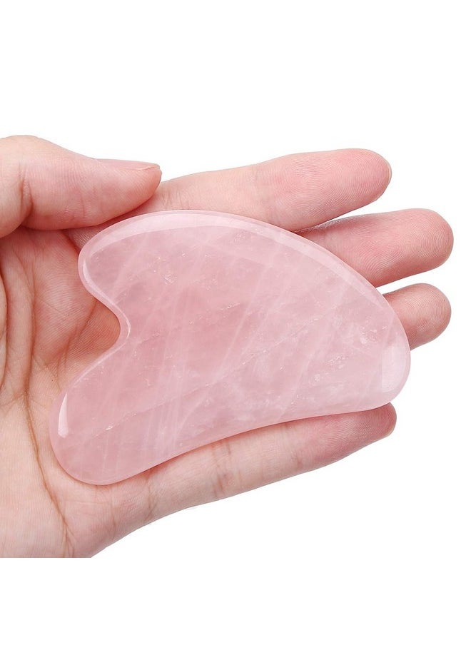 Rose Quartz 1 Scraping Facial Massage Tools, Natural Rose Quartz Aventurine Guasha Stone Board For Spa Acupuncture Therapy Trigger Point Treatment (Rose Quartz 1)