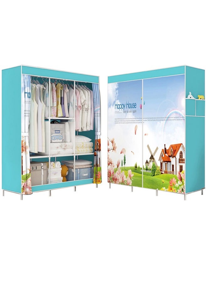 Portable Clothing Wardrobe With Storage Cupboard Organizer