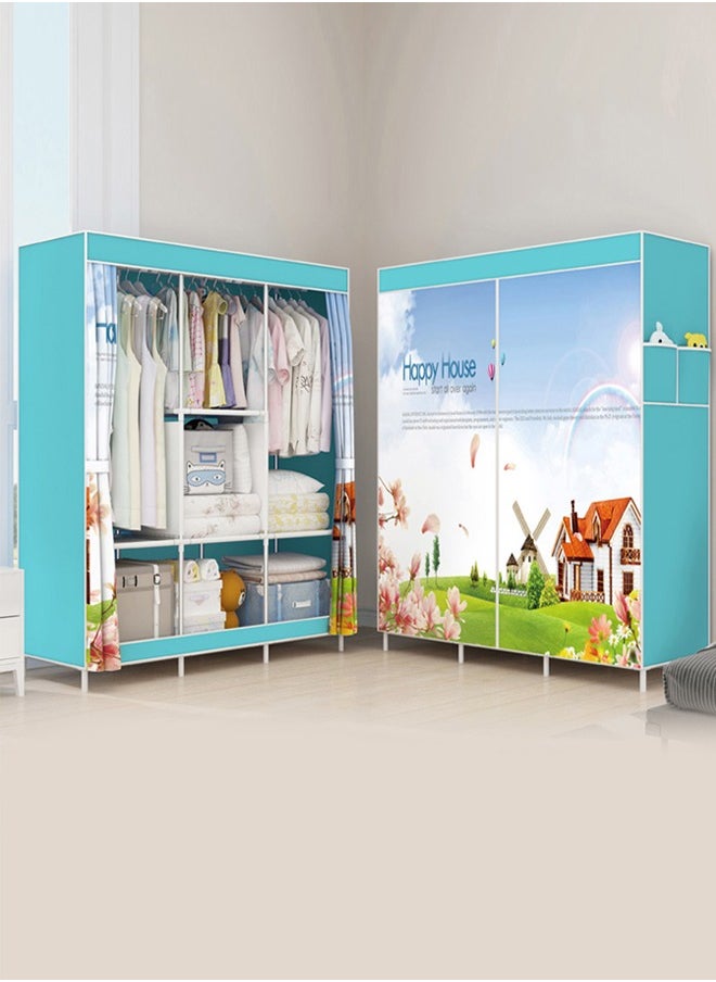 Portable Clothing Wardrobe With Storage Cupboard Organizer