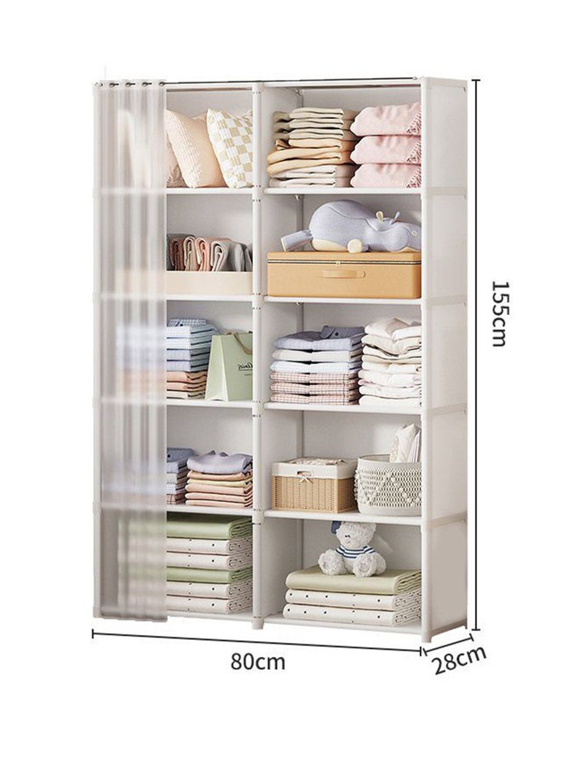 Household Bedroom Clothing Assembly Storage Cabinet with Dustproof Door Curtain 80*28*155CM