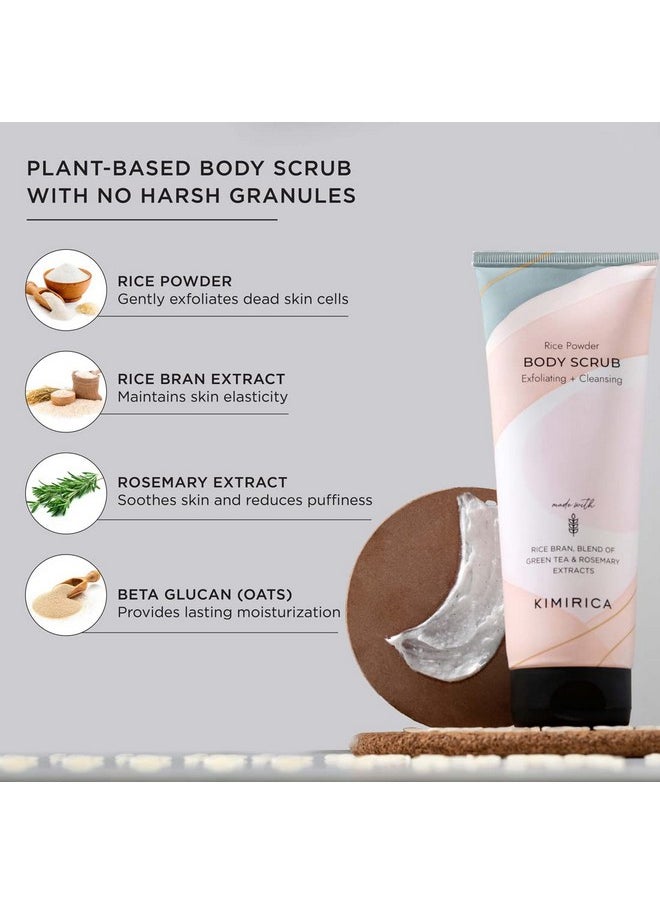 Exfoliating Body Scrub For Tan Removal & Soft-Smooth Skin | For Men And Women | De-Tan Bathing Scrub With Rice Powder, Removes Dirt & Dead Skin From Neck, Knees, Elbows & Arms| Exfoliate, Cleanse & Moisturizes In One Step | 180Gm