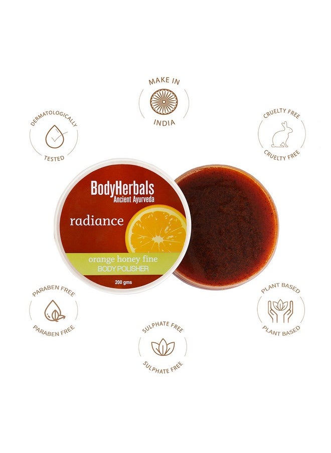 Radiance Body Polisher Scrub (200 Gms ) For Tan Removal & Instant Glow | Enriched With Natural Orange & Honey | 100% Vegan & Paraben Free | For Men & Women | All Skin Types