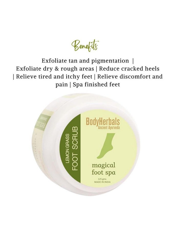 Lemongrass Foot Scrub 1 Minute Pedicure 125 Gm | 100% Natural Anti- Pigmentation & Cracked Heel Repair Therapy | Exfoliating, Heal And Repair Scrub | Paraben & Sls Free
