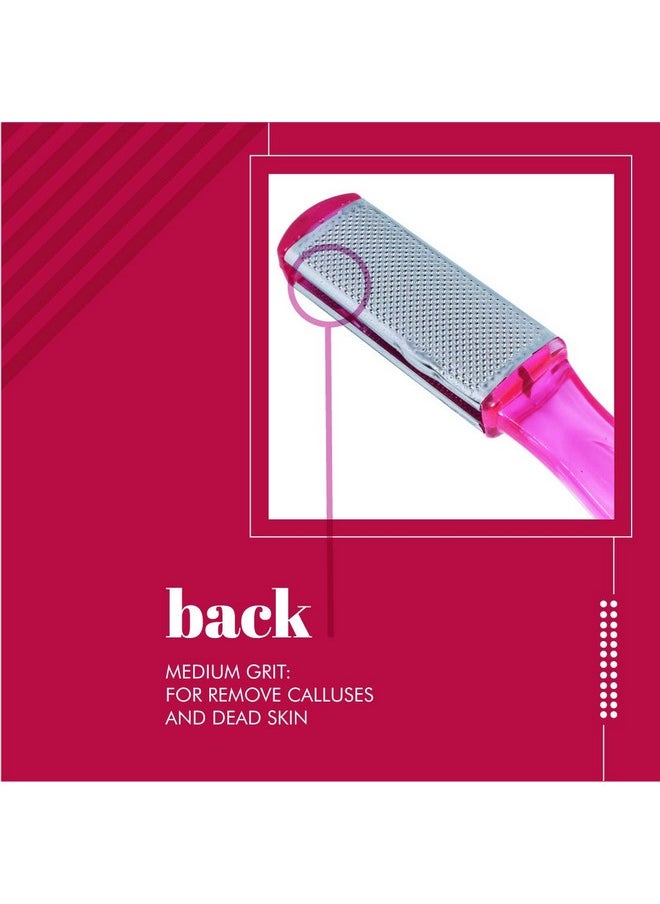 Double Sided Stainless Steel Foot Scrubber Scraper Rasp File Buffer With Hang Hole Handle Pedicure And Feet Care Scrub Tools_Pink