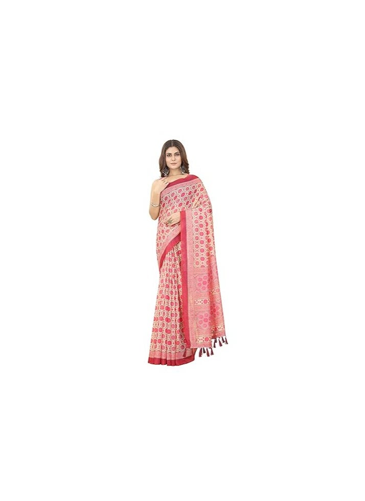 Women's Chanderi Tissue Silk Saree With Unstiched Blouse Piece