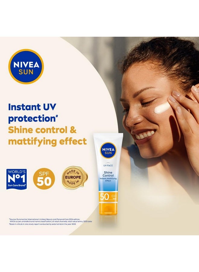 Sun Uv Face Shine Control Spf 50 Cream (50Ml), Sun Cream Protects Against Uva/Uvb Rays And Premature Skin Ageing, Sunscreen For Delicate Facial Skin