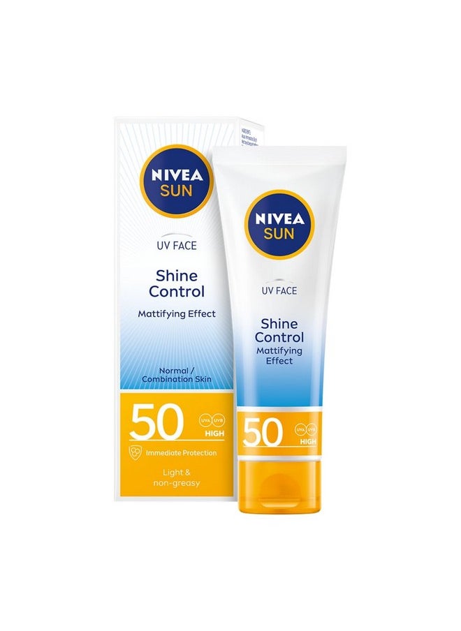 Sun Uv Face Shine Control Spf 50 Cream (50Ml), Sun Cream Protects Against Uva/Uvb Rays And Premature Skin Ageing, Sunscreen For Delicate Facial Skin