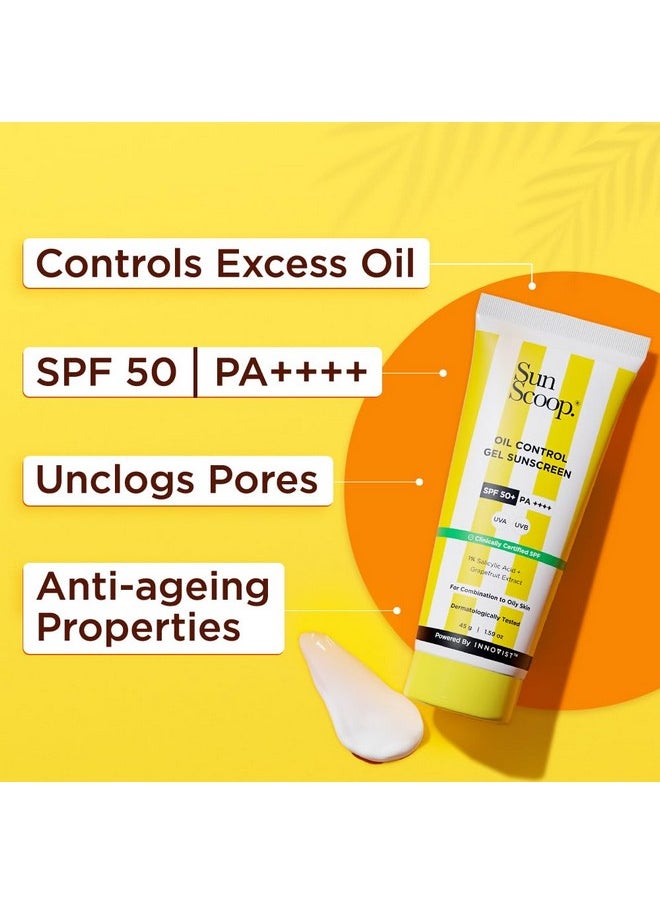 Oil-Control Gel Sunscreen | Spf 50+, Pa++++ | Mineral Oil & Petroleum Free | Controls Excess Oil | Unclogs Pores | Anti-Ageing | Lightweight | 45 G