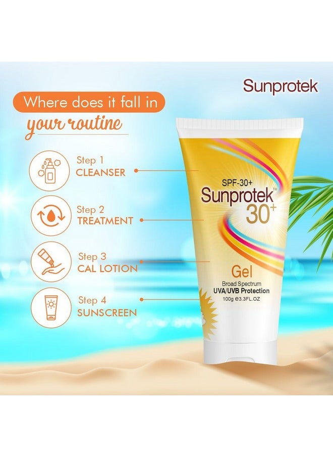 A Salve Sunprotek Spf 30+ Broad Spectrum Sunscreen Gel With Nano Technology Protects Skin From Harmful Uva & Uvb Rays, Non-Greasy Sun Shield Formula Water-Based Gel, All Skin Types-100 Gm