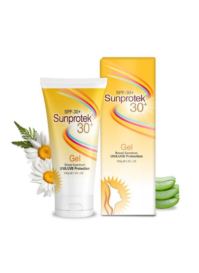 A Salve Sunprotek Spf 30+ Broad Spectrum Sunscreen Gel With Nano Technology Protects Skin From Harmful Uva & Uvb Rays, Non-Greasy Sun Shield Formula Water-Based Gel, All Skin Types-100 Gm