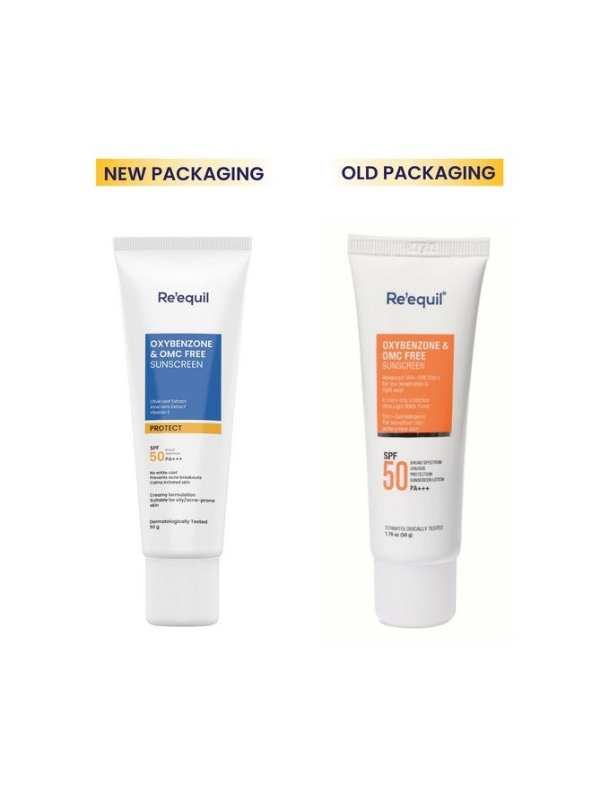 Oxybenzone And Omc Free Sunscreen For Oily, Sensitive & Acne Prone Skin | Prevents Acne Breakouts | No White Cast | Spf 50 Pa+++ | 50G