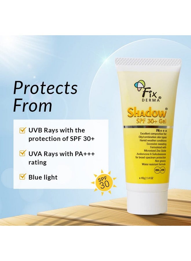 Shadow Sunscreen Spf 30+ Gel Pa+++ | Sunscreen For Oily Skin | Sun Screen Protector Spf 30 | Sunscreen For Body & Face | Uva & Uvb Protection | Sunscreen For Women & Men - 40Gm (Pack Of 2)