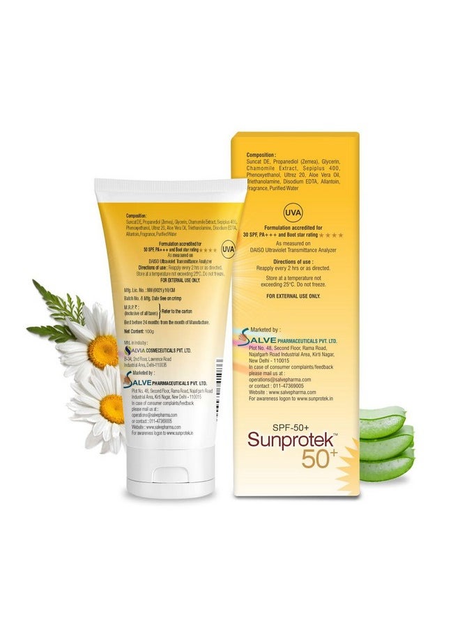 Sunprotek Matte Look Sunscreen Spf50 Pa+++ For Oily Or Acne Prone Skin, Paraben & Sulphate Free For Women And Men - 100Gm