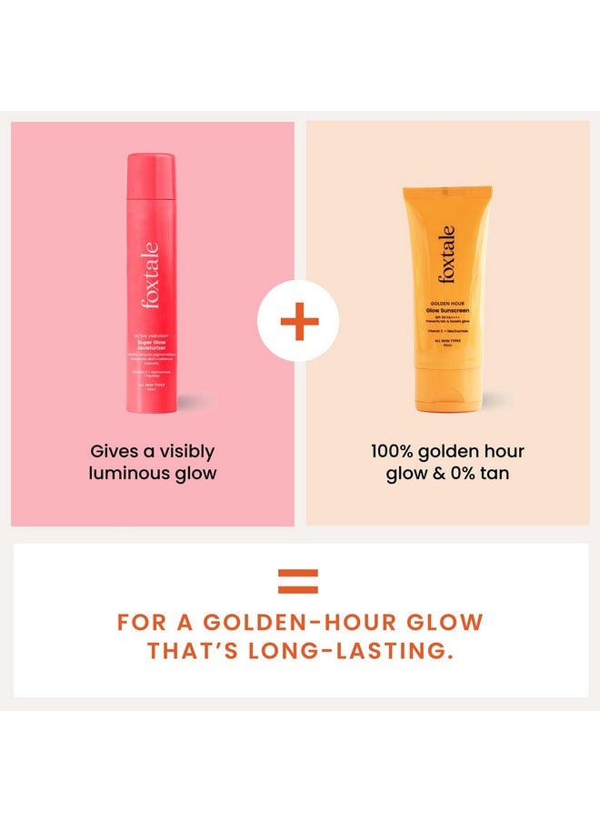 Golden Glow Duo For Long-Lasting Glow And No Tan, With Super Glow Moisturizer - 50Ml And Glow Sunscreen - 50Ml, For All Skin Types, For Men & Women