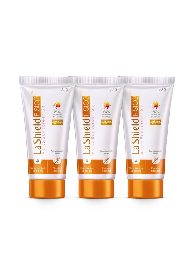 Fisico Spf 50 Pa+++ Mineral Sunscreen|Chemical Filter Free| Water Resistant Upto 8 Hours |Non-Greasy | Lightweight |No White Cast | Broad Spectrum | Dermatologist Prescribed| For Sensitive Skin |50G | Pack Of 3