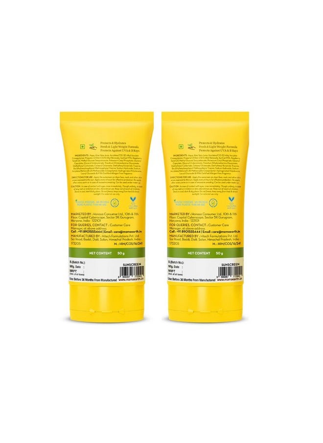 Hydragel Indian All Skin Type Sunscreen Spf 50 & Pa++++, With Aloe Vera & Raspberry, For Sun Protection - 50G Pack Of 2