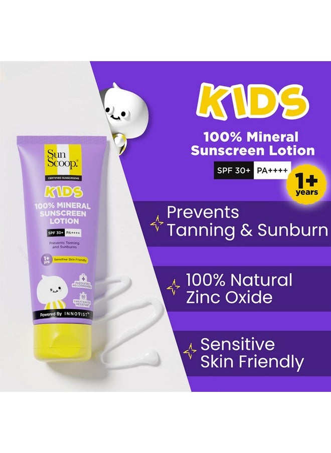 Kids 100% Mineral Sunscreen Lotion Spf 30+ Pa++++ | Paediatrician Recommended | Prevents Tanning & Sunburn | Sweat & Water Resistant | Safe For Sensitive Skin | For 1+ Years | 75 Gm