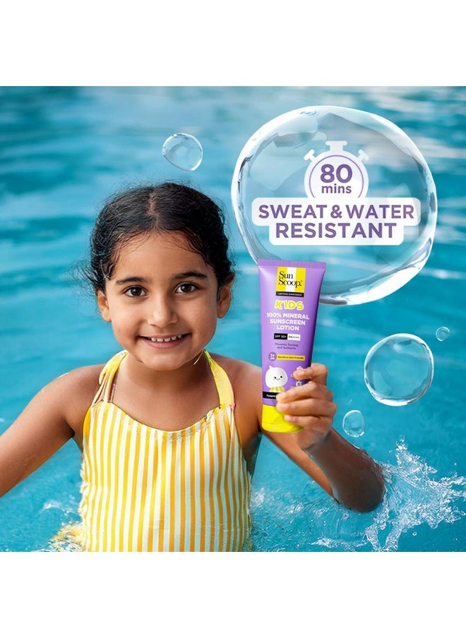 Kids 100% Mineral Sunscreen Lotion Spf 30+ Pa++++ | Paediatrician Recommended | Prevents Tanning & Sunburn | Sweat & Water Resistant | Safe For Sensitive Skin | For 1+ Years | 75 Gm