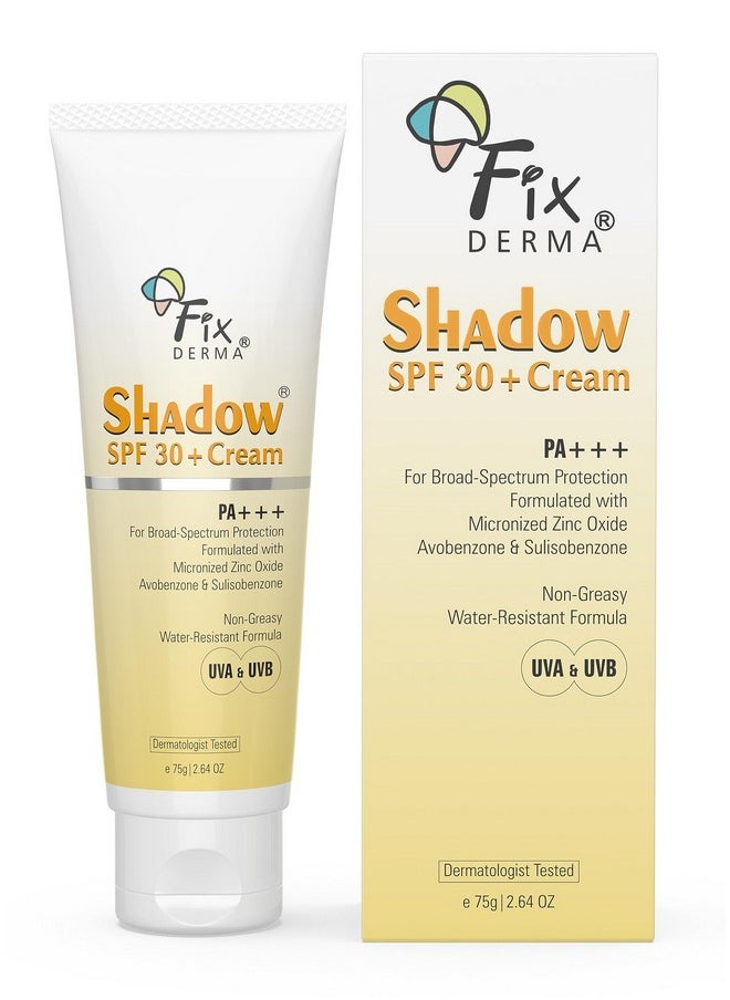 Shadow Sunscreen Spf 30+ Pa+++ Cream For Dry Skin, Body & Face, Broad Spectrum For Uva & Uvb Protection, Non Greasy & Water Resistant, 75G