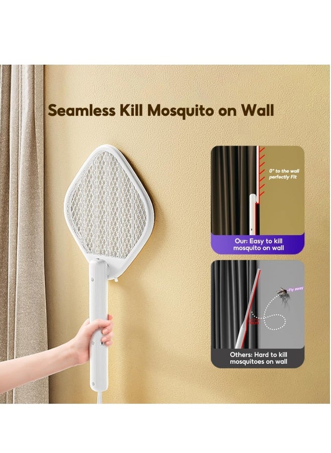 Electric Fly Swatter Zapper Racket 4000V Rechargeable Mosquito Killer with Purple Mosquito Light Foldable Portable for Indoor Outdoor Use