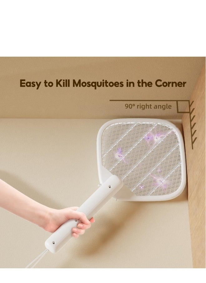 Electric Fly Swatter Zapper Racket 4000V Rechargeable Mosquito Killer with Purple Mosquito Light Foldable Portable for Indoor Outdoor Use