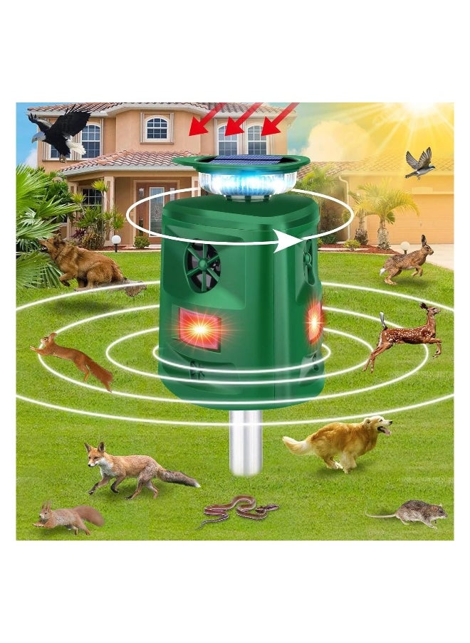 Solar Animal Repeller,  360°Ultrasonic Animal Repeller, Cat Repellent Outdoor, Dog Repellent, Motion Sensor & Flashing Light, Protect Yards, Lawn Gardens