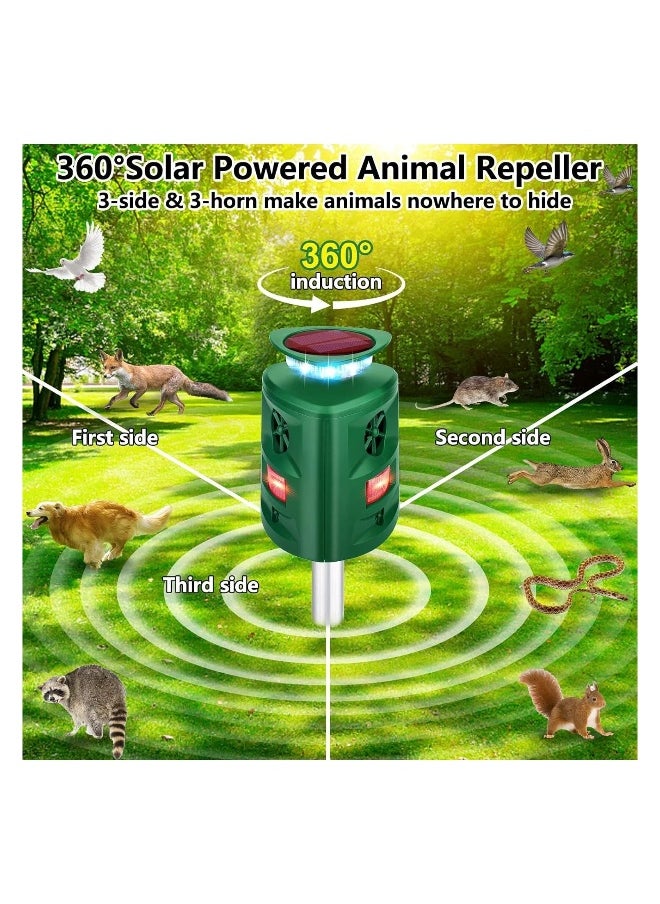 Solar Animal Repeller,  360°Ultrasonic Animal Repeller, Cat Repellent Outdoor, Dog Repellent, Motion Sensor & Flashing Light, Protect Yards, Lawn Gardens