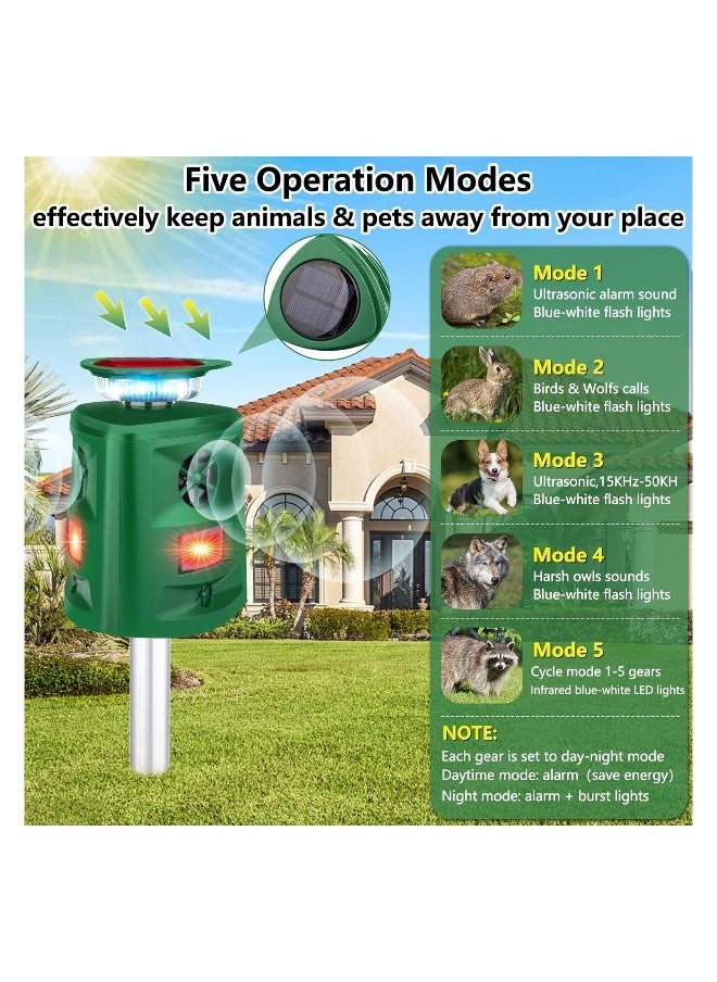 Solar Animal Repeller,  360°Ultrasonic Animal Repeller, Cat Repellent Outdoor, Dog Repellent, Motion Sensor & Flashing Light, Protect Yards, Lawn Gardens