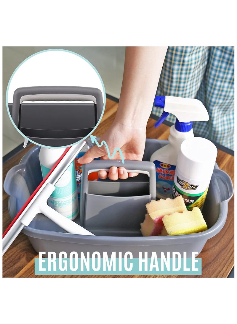 Cleaning Caddy Organizer with Handle, Gray Plastic Bucket for Cleaning Supplies Products, Cleaning Tool Storage Tote, 2 Pack