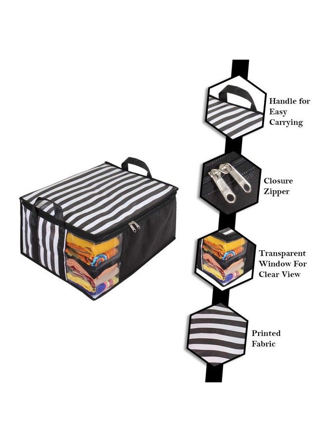 ™ Presents Non Woven Saree Cover Storage Bags For Clothes With Combo Offer Saree Organizer For Wardrobe/Organizers For Clothes/Organizers For Wardrobe Pack Of 3 - Black