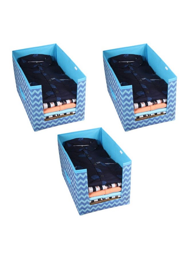 3 Pcs Non Woven Large Capacity Shirt Stacker/Foldable & Stackable Closet Wardrobe Cupboard Organizer/Multipurpose Clothes Shelf Storage Box Organizer (Blue, 25X38X24 Cm)
