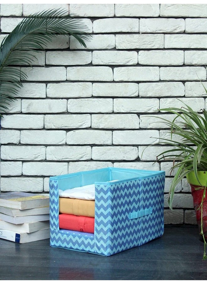 3 Pcs Non Woven Large Capacity Shirt Stacker/Foldable & Stackable Closet Wardrobe Cupboard Organizer/Multipurpose Clothes Shelf Storage Box Organizer (Blue, 25X38X24 Cm)