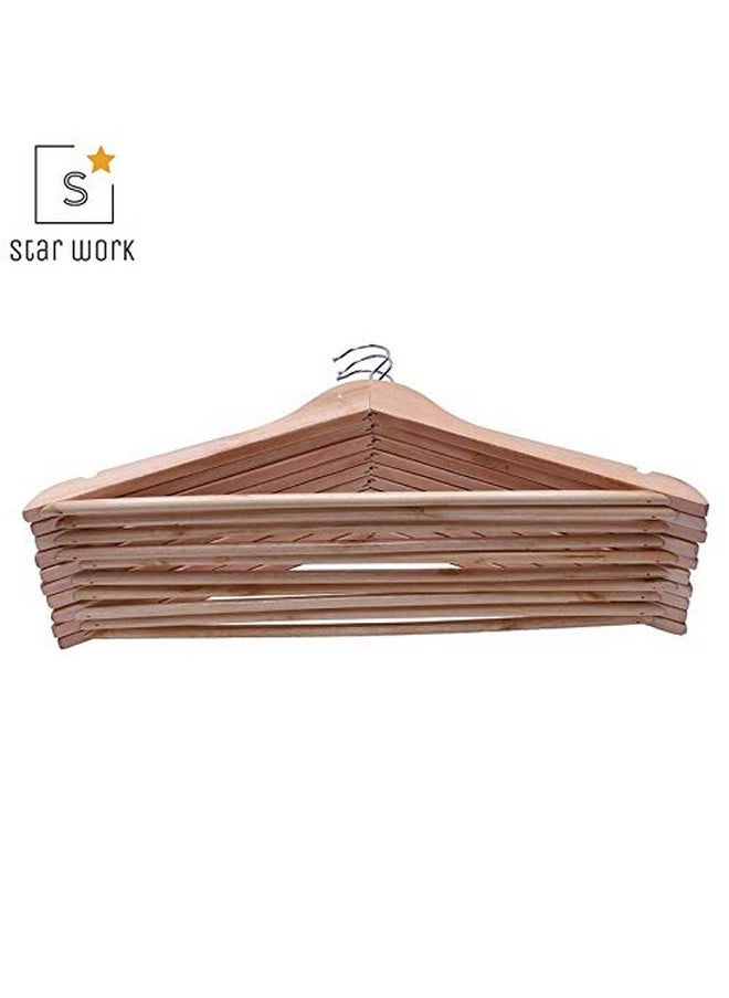 Multi Functional Solid Wooden Natural Finish Suit Coat Hangers With 2 Shoulder Notches 360 Degree Swivel Hook (30)