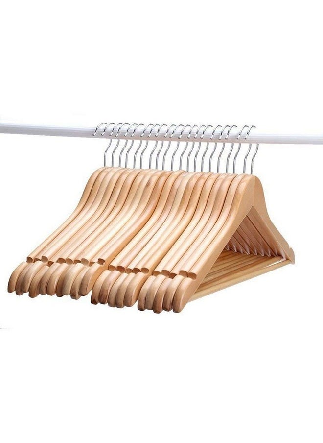 Multi Functional Solid Wooden Natural Finish Suit Coat Hangers With 2 Shoulder Notches 360 Degree Swivel Hook (30)