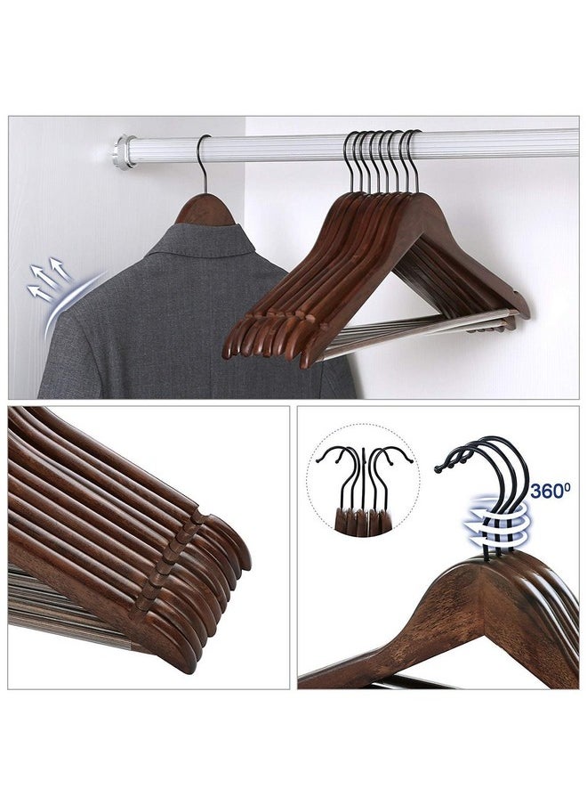 Cherry Wooden Wardrobe Storage Suit Hangers - Premium Wood With Notches & Chrome Swivel Hook For Dress Clothes, Coats, Jackets, Pants, Shirts, Skirts (24)