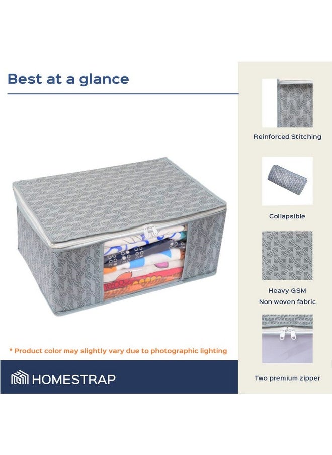 Set Of 3 Non-Woven Printed Saree Cover/Cloth Storage/Organizer With Transparent Window(Grey)(Featured On Shark Tank),45 Cm,22 Cm
