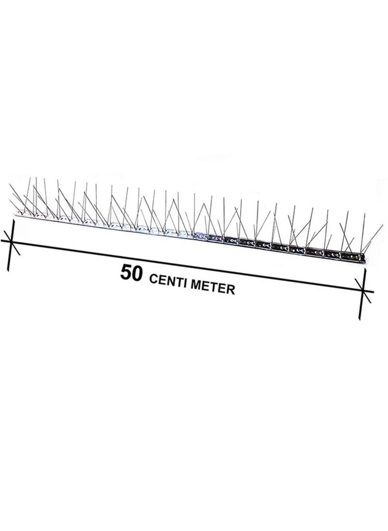 Assembled Bird Spikes Stainless Steel for Pigeons and Other Small Birds - No Plastic - Anti Bird Repellent Spikes Control Kit 50 Centimetre Spikes (Pack of 100)