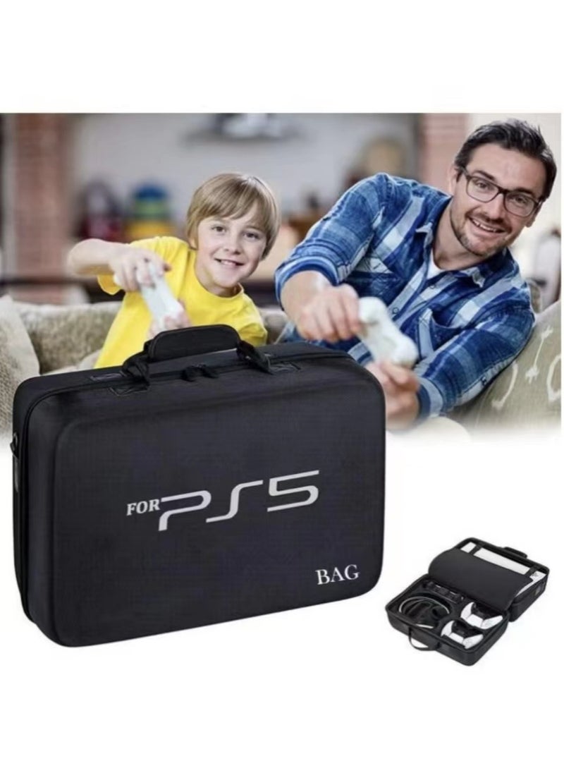 Travel Case Bag for PS5 Shockproof Hard Shell Luxury Waterproof shoulder bag for Playstation 5 Console Digital EVA Storage Organizer for Controllers Cables and Other Accessories Black