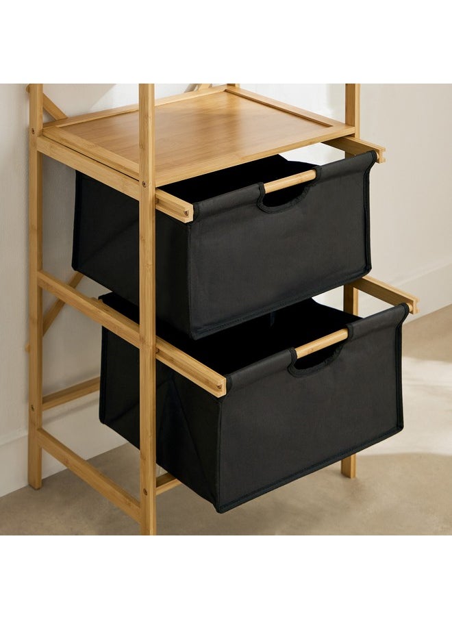 Oxford 2-Tier Storage Basket with Bamboo Shelf 43 x 96 x 33 cm