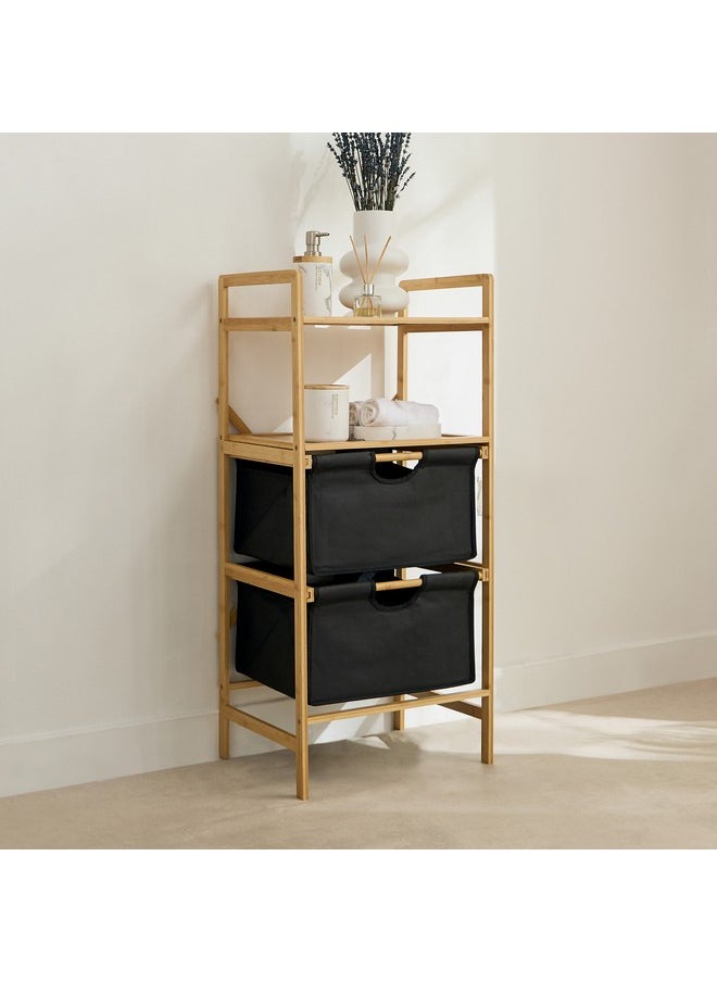 Oxford 2-Tier Storage Basket with Bamboo Shelf 43 x 96 x 33 cm