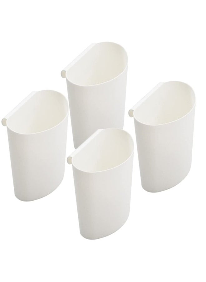 4 Pack Hanging Cups for Storage Trolley and Cutlery Rack, Multifunctional Removable Storage Cart Accessories, White