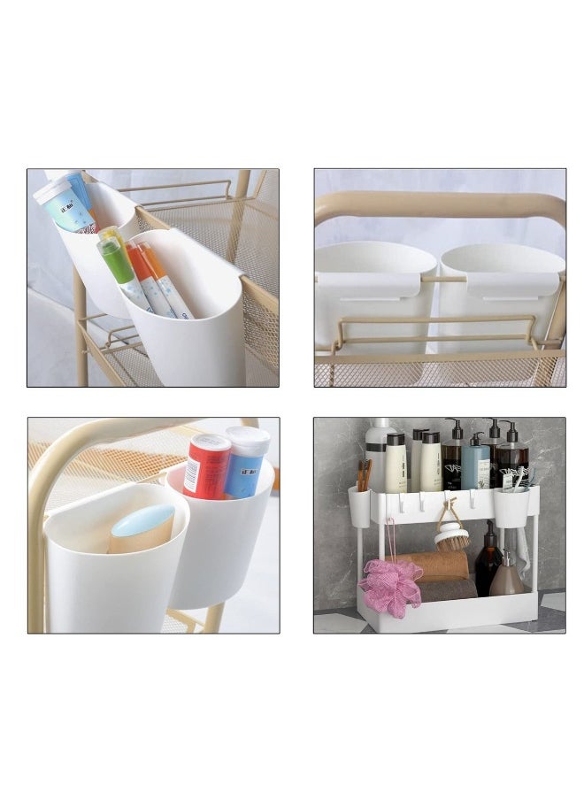 4 Pack Hanging Cups for Storage Trolley and Cutlery Rack, Multifunctional Removable Storage Cart Accessories, White