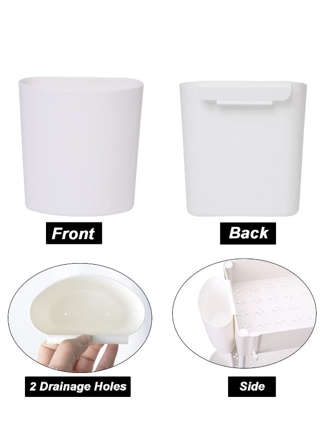 4 Pack Hanging Cups for Storage Trolley and Cutlery Rack, Multifunctional Removable Storage Cart Accessories, White