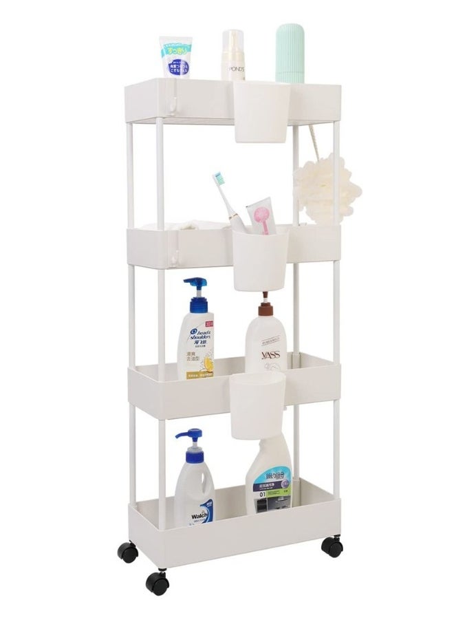 4 Pack Hanging Cups for Storage Trolley and Cutlery Rack, Multifunctional Removable Storage Cart Accessories, White