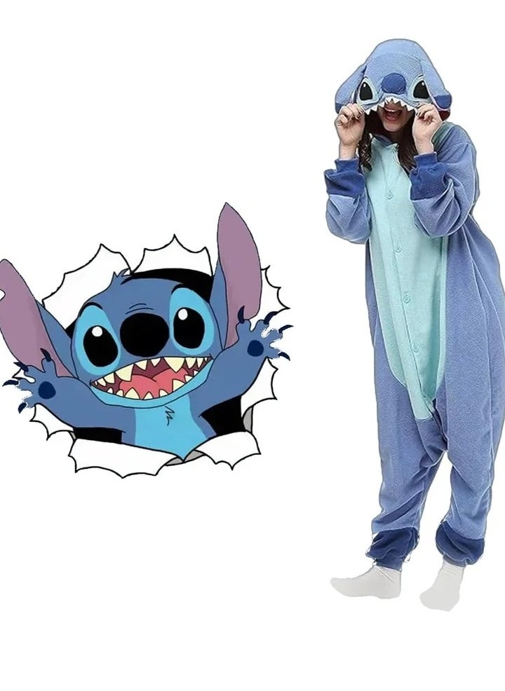 Stitch Onesie Animal Pajamas Hoodie Cosplay Cartoon Costumes Adults Unisex Party Wear