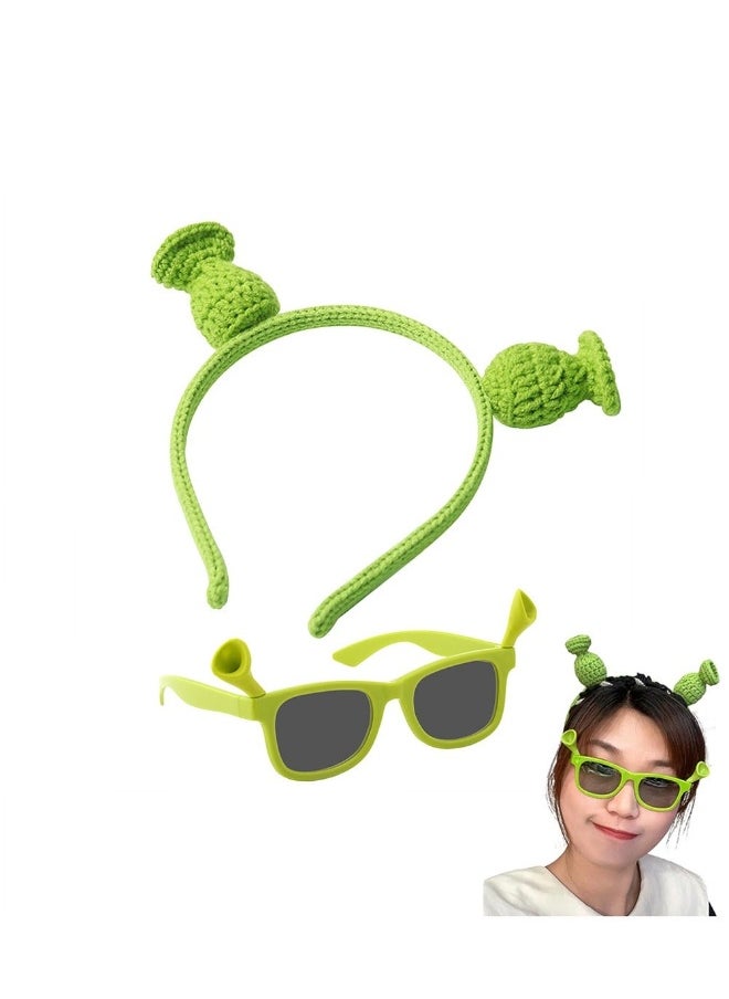 Green Monster Headband with Ears Cute Headband Shrek Dressing Up Ears for Funny Themed Party Dressing Up Costume Cosplay Gifts