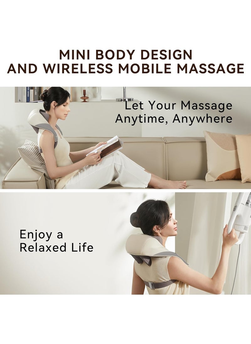 Neck and Shoulders Massager With Heat Relieve Tension Target Acupoints, Extra Large Massage Head Wearable Design Ideal For Pain Relief Muscle Relaxation Stress Reduction